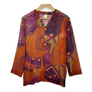 Vintage Visconti Bonabi Sheer Art Print Blouse | EU 40 US Large | Made in Japan
